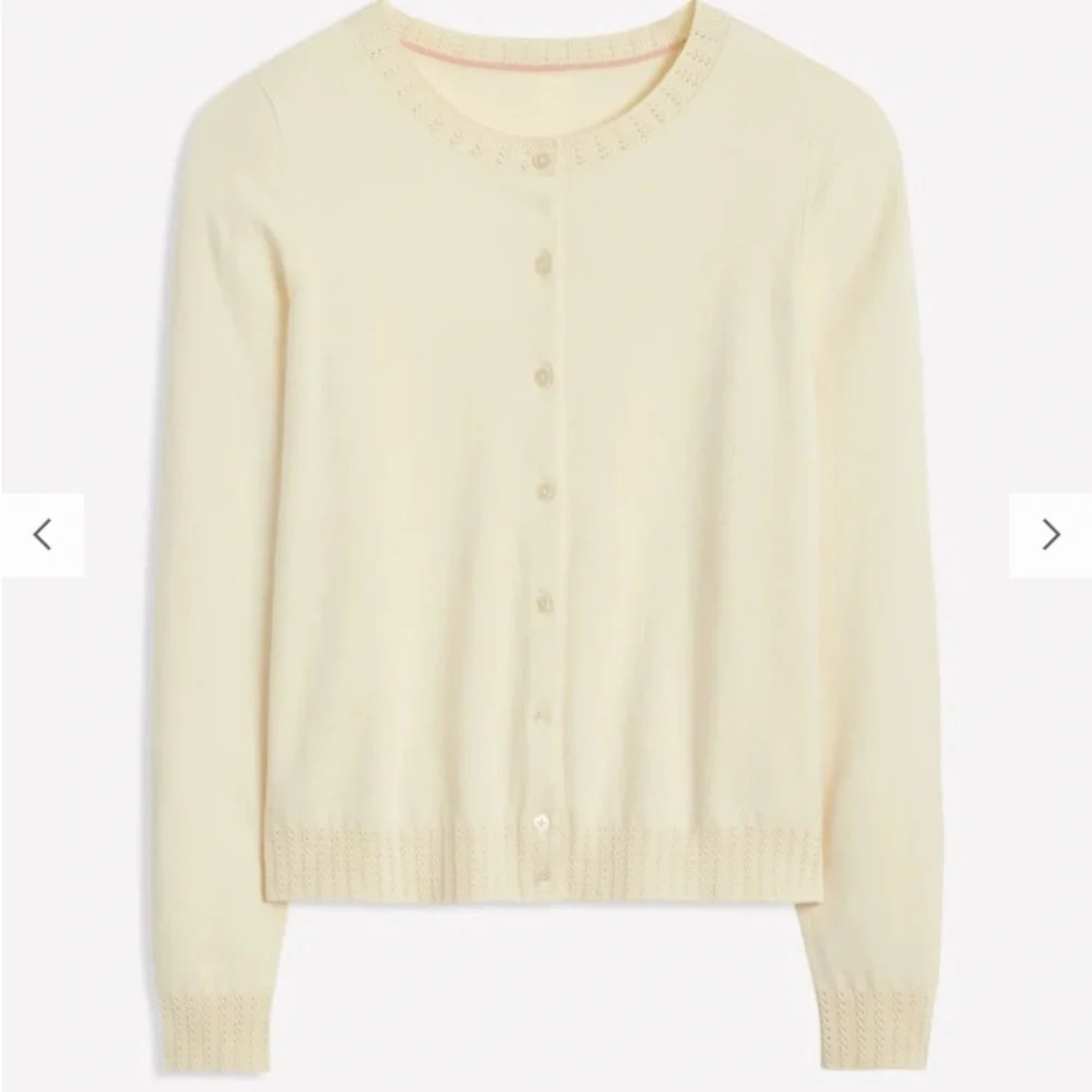 Emilia Cotton Crew Cardigan Warm Ivory NWOT - Picture 2 of 5